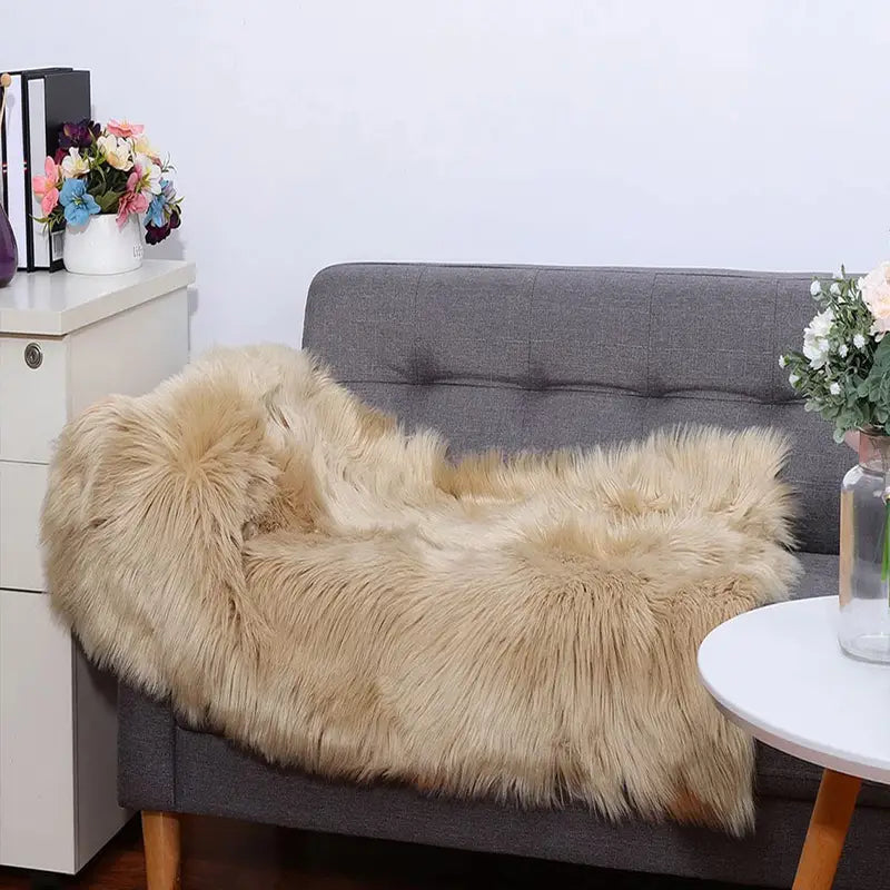 Ultra-Soft Khaki Plush Rug for Living Room and Bedroom