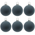 KI Store Velvet Christmas Ball Ornaments Gray 6pcs 2.36-Inch for Christmas Tree Decor Wreath Garland Decorations
