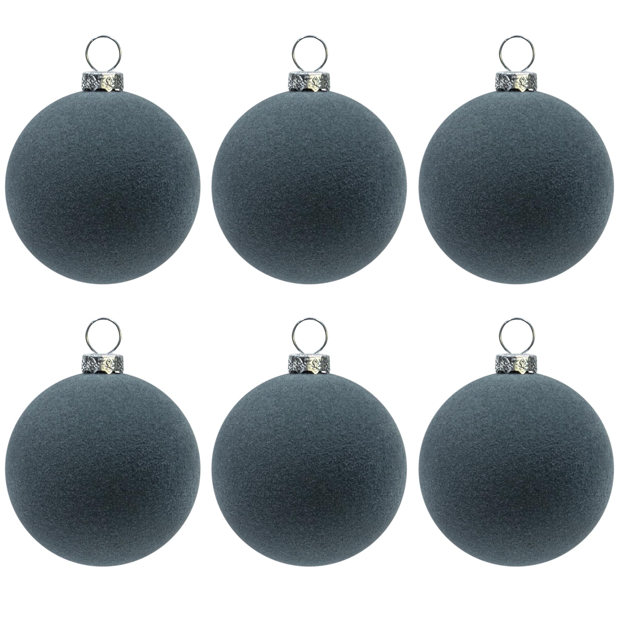 KI Store Velvet Christmas Ball Ornaments Gray 6pcs 2.36-Inch for Christmas Tree Decor Wreath Garland Decorations