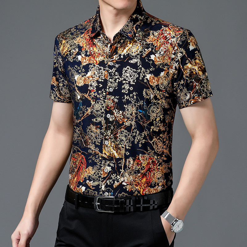 Men's Short Sleeve Fashion Floral Shirt - Summer Style