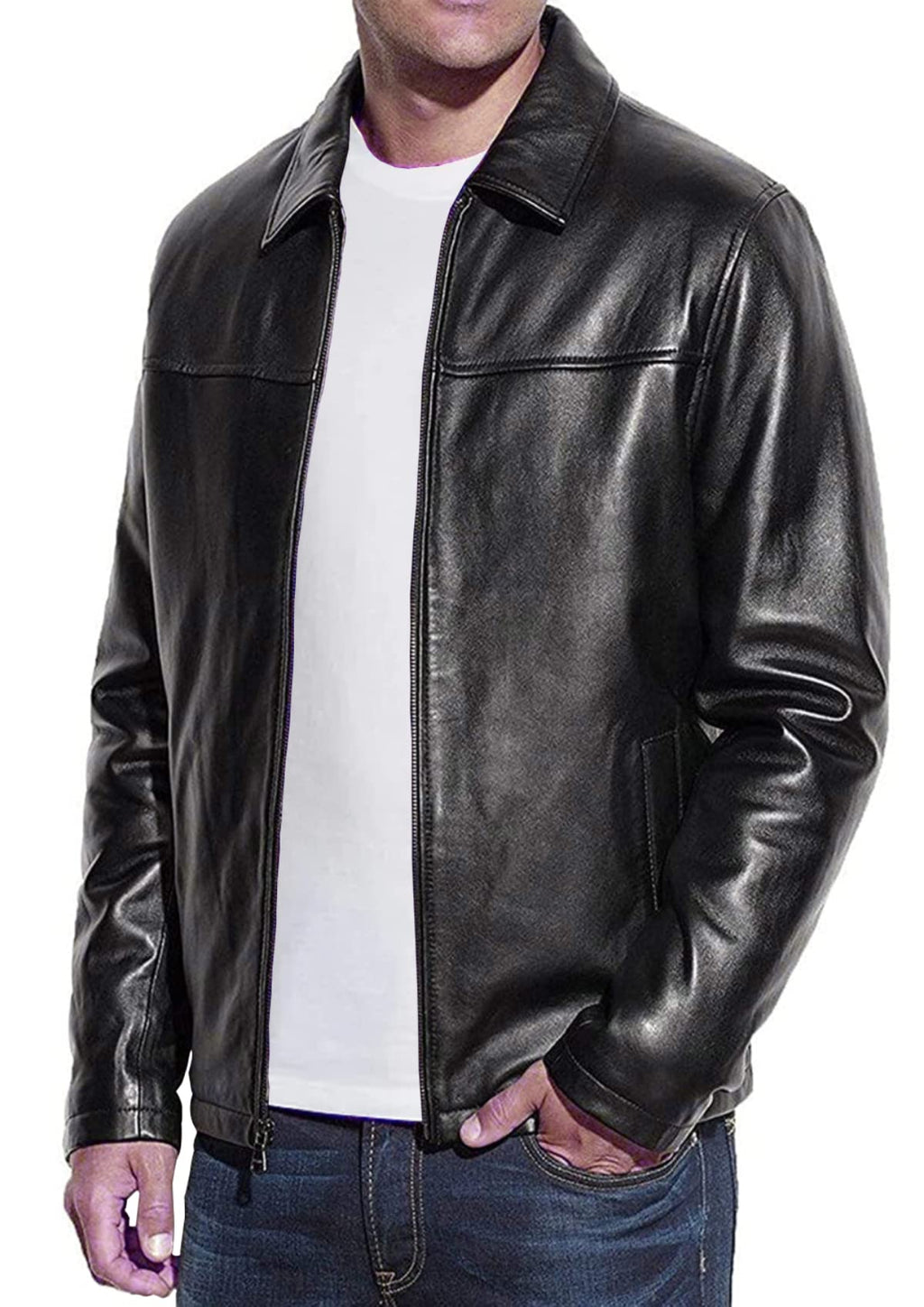 Mens Genuine Lambskin Leather Classic Biker Style Jacket | Biker Jackets Men (S)