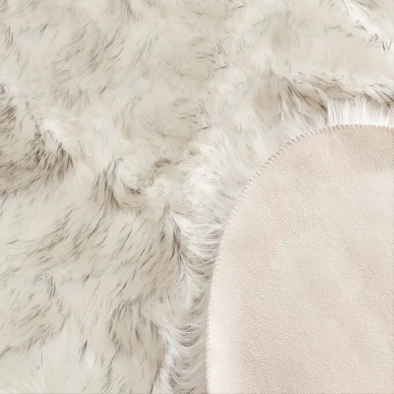 1pc Soft White Fluffy Faux Fur Area Rug for Bedroom
