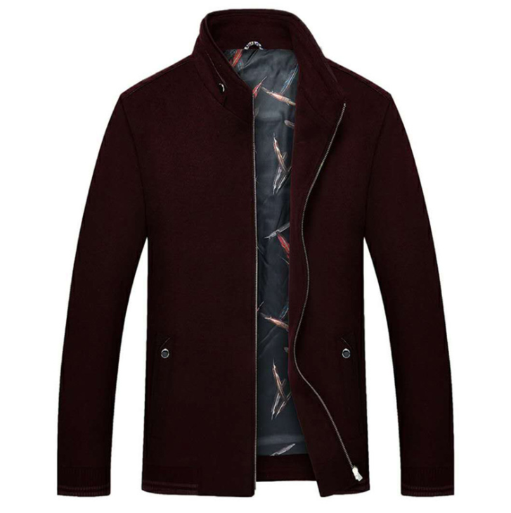 Men's Thick Slim Fit Jacket with Stand Collar