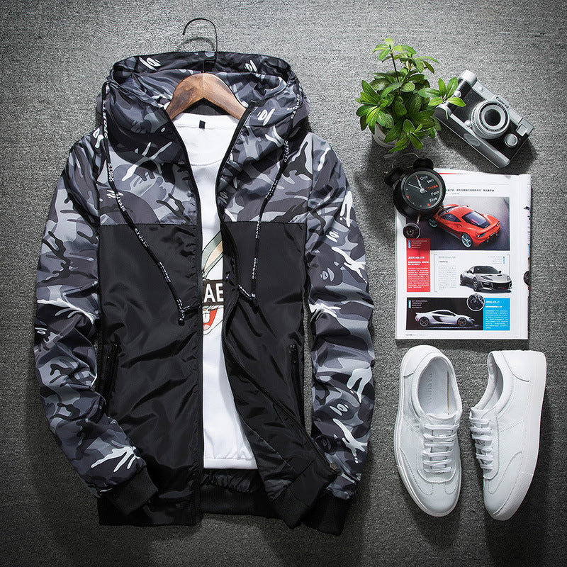 Men's Casual Slim Fit Camouflage Jacket for Spring/Fall