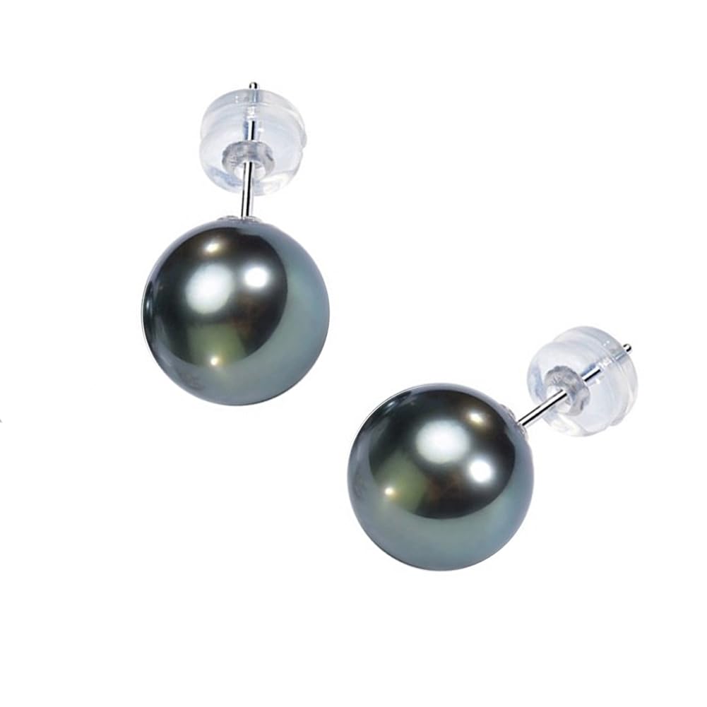 NONNYL Gifts for Wife Anniversary Pearl Stud Earrings for Women- Genuine Handpicked Nature Tahitian Black Pearls Earring- Birthday Christmas Mothers Day Valentines Day Jewelry Gifts