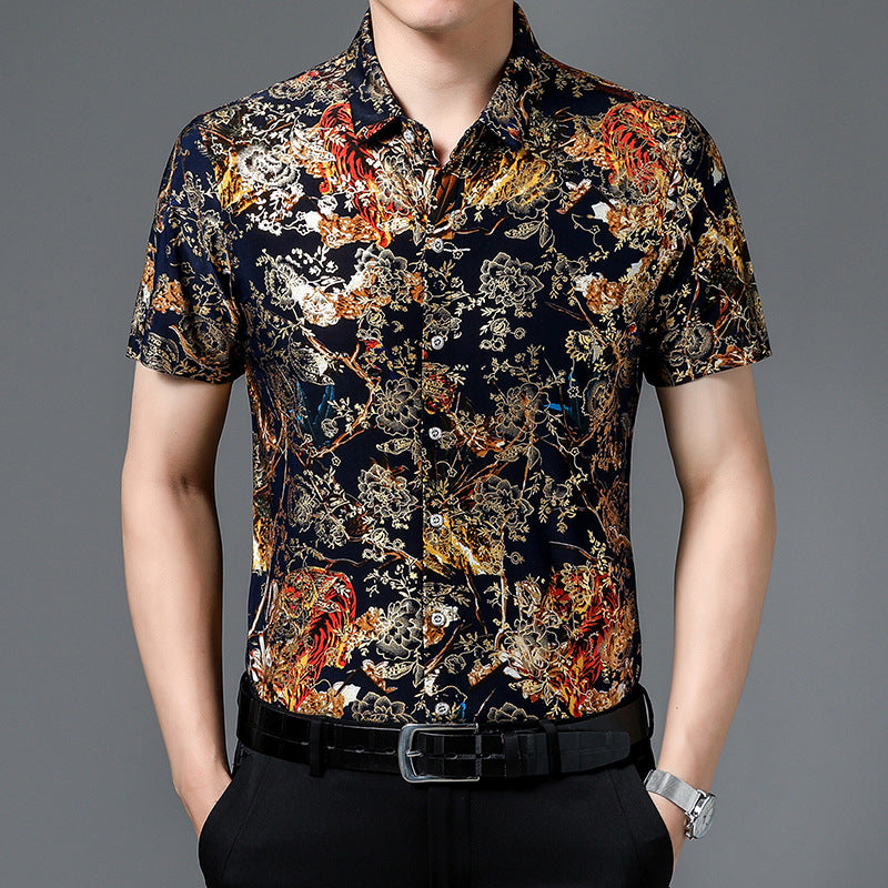Men's Short Sleeve Fashion Floral Shirt - Summer Style