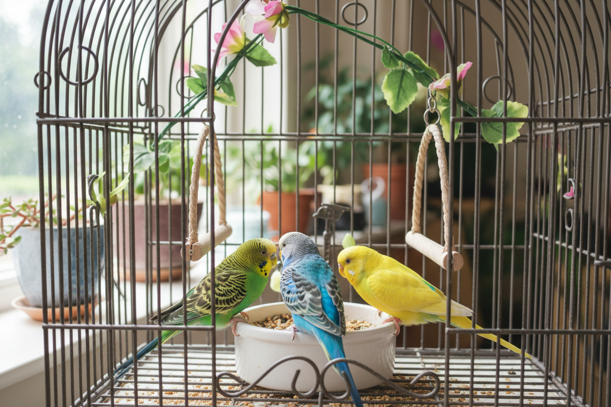 Automatic Bird Feeder No Mess Bird Cage Pet Feeder Seed Food Container for Parakeet Canary Cockatiel Parrot Finch Canary Acrylic (5.1 x 5.1 x 4.3 inch)