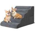 Dog Stairs for Small Dogs: Pawtners 5 Steps Dog Ramp for High Bed Foam Pet Stairs with for Large Cat and Medium Dogs Extra Wide Dog Steps for Dogs to Get on Bed for Couch Car Bed Sofa Grey