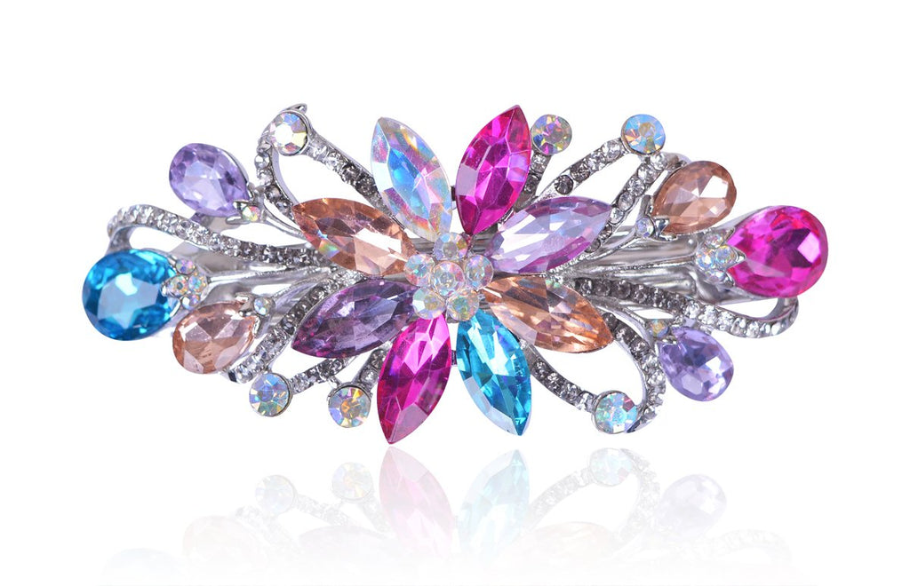 Sankuwen Flower Luxury Jewelry Design Hairpin Rhinestone Hair Barrette ClipAlso Perfect Mothers Day Gifts for Mom(Multicolor)