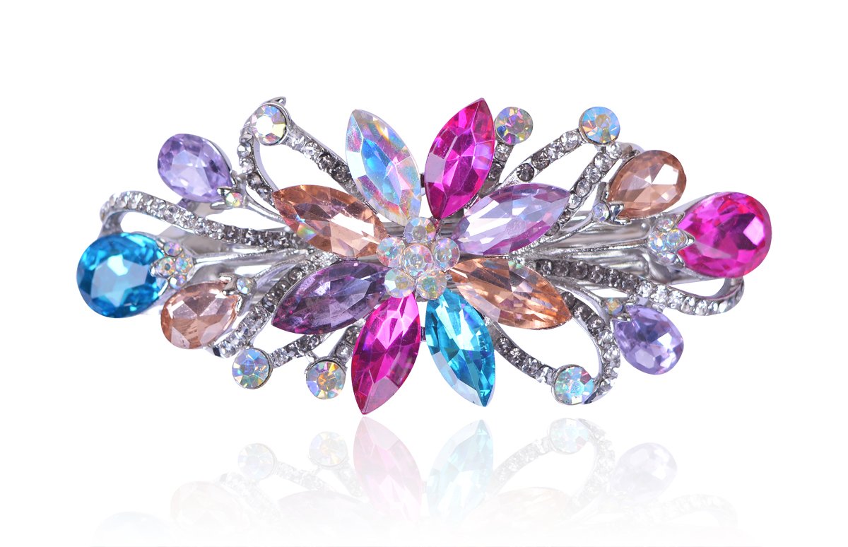 Sankuwen Flower Luxury Jewelry Design Hairpin Rhinestone Hair Barrette ClipAlso Perfect Mothers Day Gifts for Mom(Multicolor)