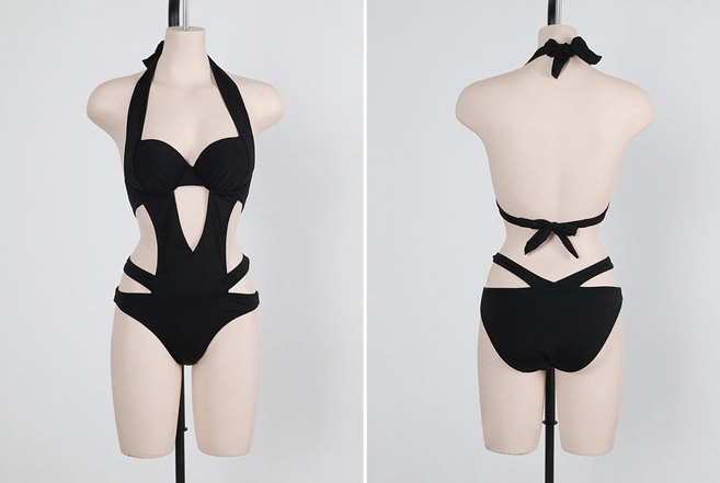 Black Triangle One-Piece Women's Swimsuit