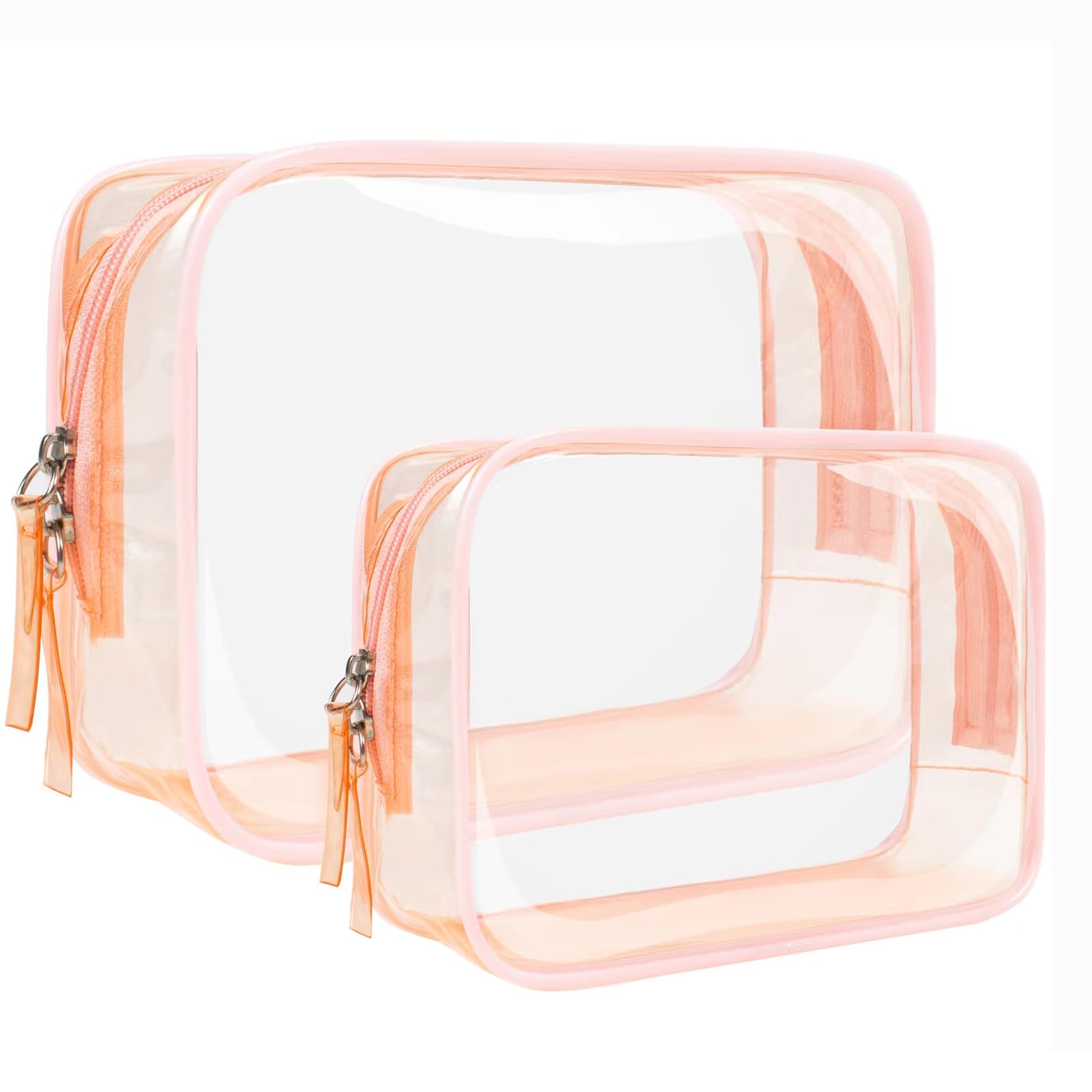 2 Pack Clear Makeup Bags TSA Approved Clear Toiletry Bag Car Organizer Travel Cosmetic Bag Portable Travel Essentials Bags for Toiletries Clear Summer Beach Bag Carry on Airport Airline Compliant Bag