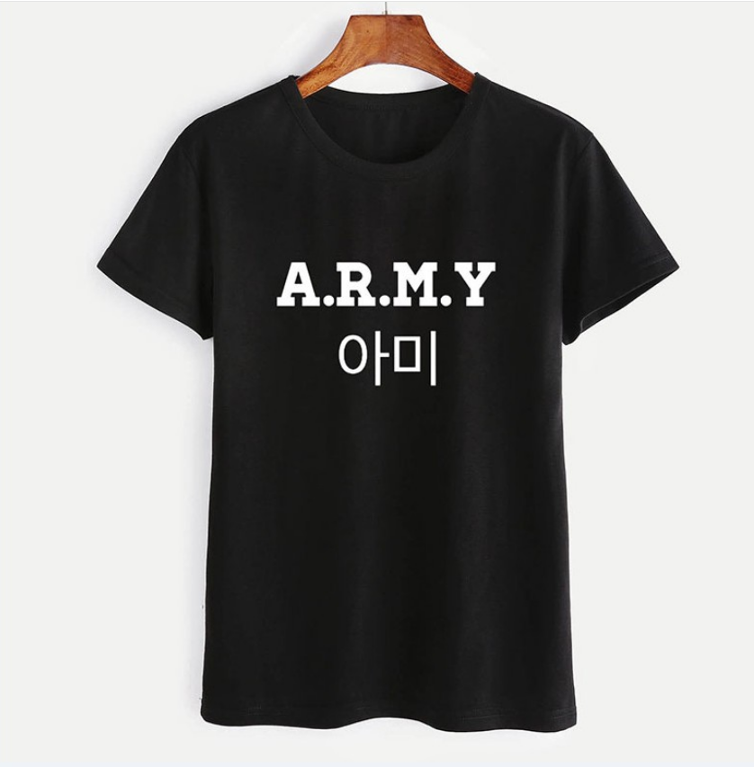 A.R.M.Y T-Shirt with Letter Print and Short Sleeves