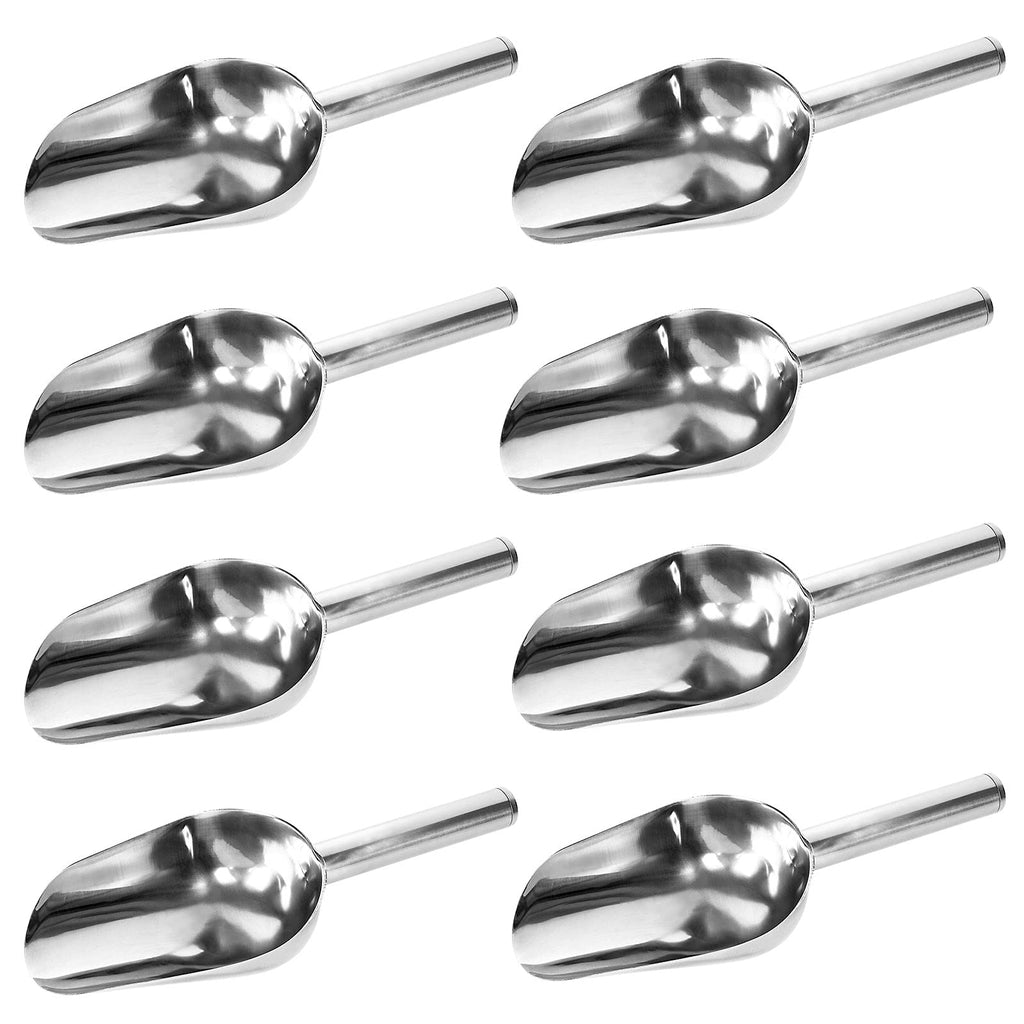 CYEAH 8 PCS Stainless Steel Ice Scoop 6oz 9Inch Metal Food Scoop Small Size for Ice Cube Candy Flour Sugar Ice Cube Scoop for Canisters Baking Kitchen Pantry Rust Free