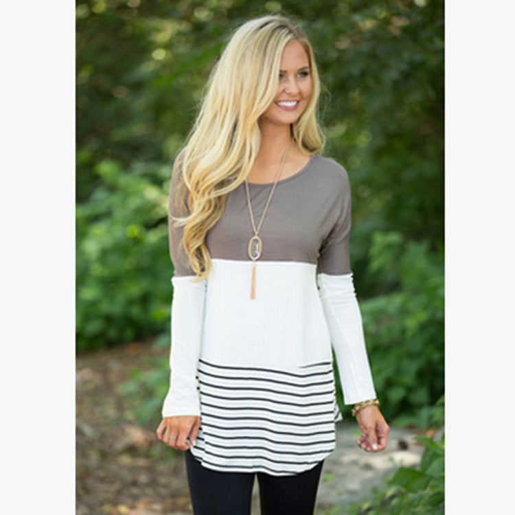 Women's Color-Block Long Sleeve Dress with Lace Back