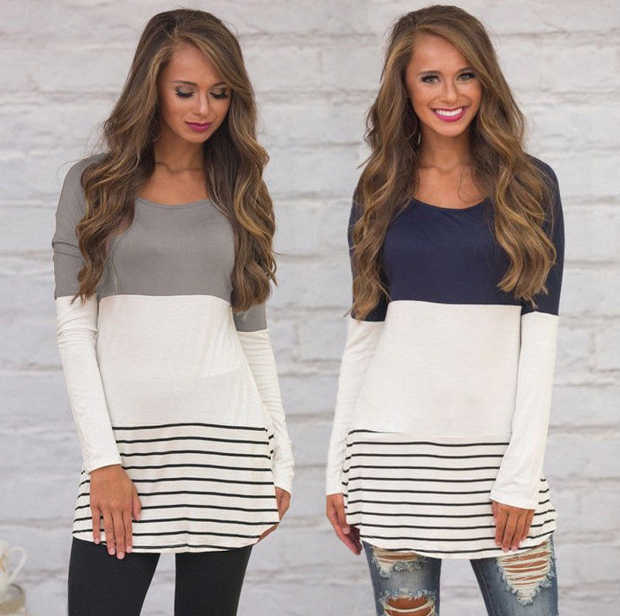 Women's Color-Block Long Sleeve Dress with Lace Back