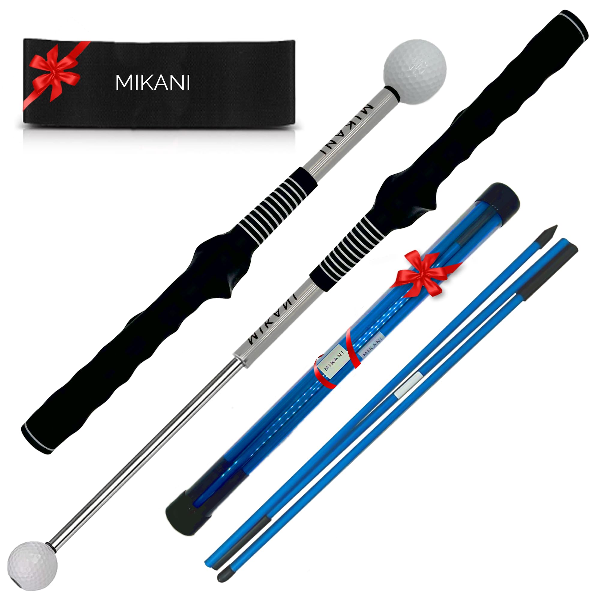 Retractable Golf Swing Training AidClick Stick Swing Training with Golf Grip Trainer Golf Arm Band Golf Alignment Sticks Click Sound Tempo Training Golf Accessories for Men