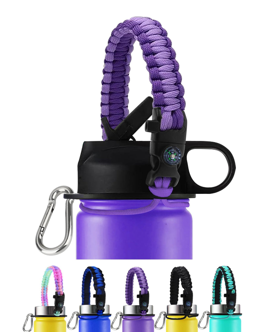 Ziimlpo Water Bottle Handle for Wide Mouth Bottles Paracord Handle Compatible with 12 16 18 32 40 and 64 oz Water Bottles Water Bottle Strap Water Bottle Accessories