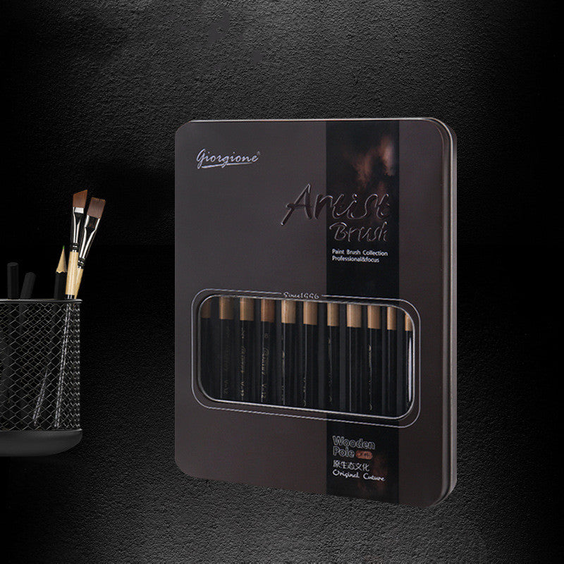 Watercolor Brush Set with 12 Paints in Metal Box