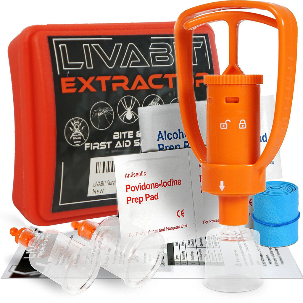 LIVABIT Snake Bite Kit Bee Sting Kit Emergency First Aid Venom Extractor Suction Pump for Camping Hiking and Backpacking