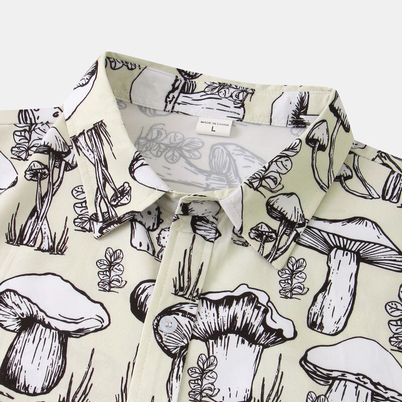 Men's Casual Hawaiian Short-Sleeve Mushroom Shirt