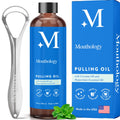 Mouthology Coconut Oil Pulling for Teeth and Gums (Made in USA) Whitening Pulling Oil Coconut Mint Mouthwash for Fresh Breath Ayurvedic Oil Pulling Mouth Gum Health with Tongue Scraper Oral Care 8oz