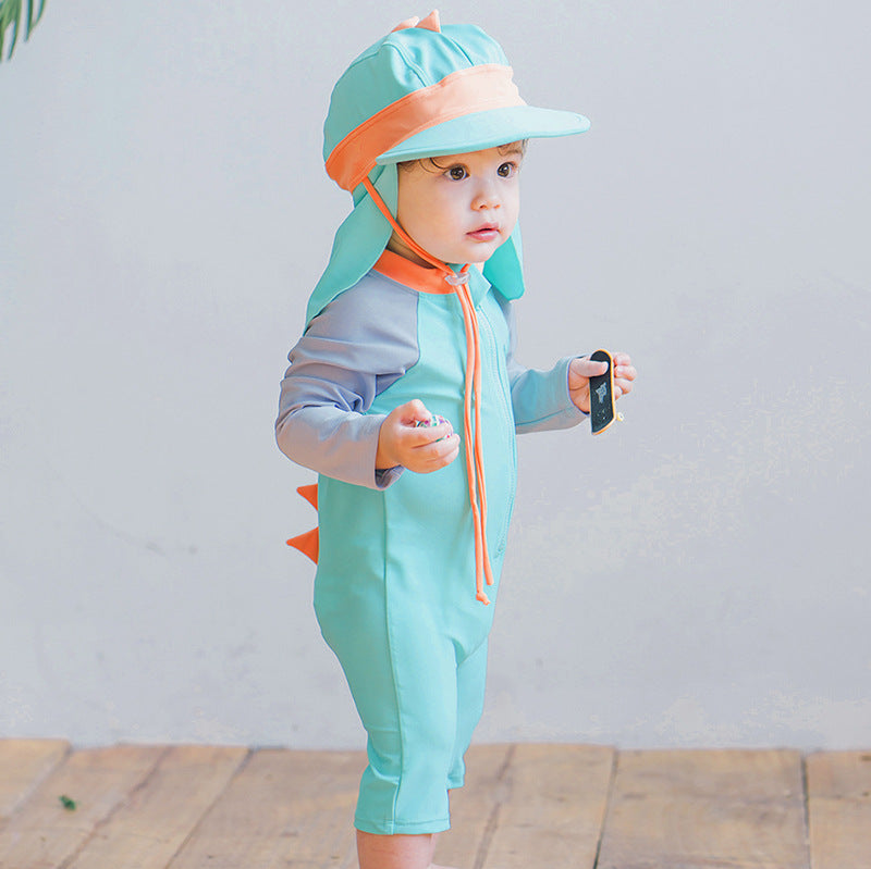 Dinosaur Print Summer One-Piece Swimsuit for Kids