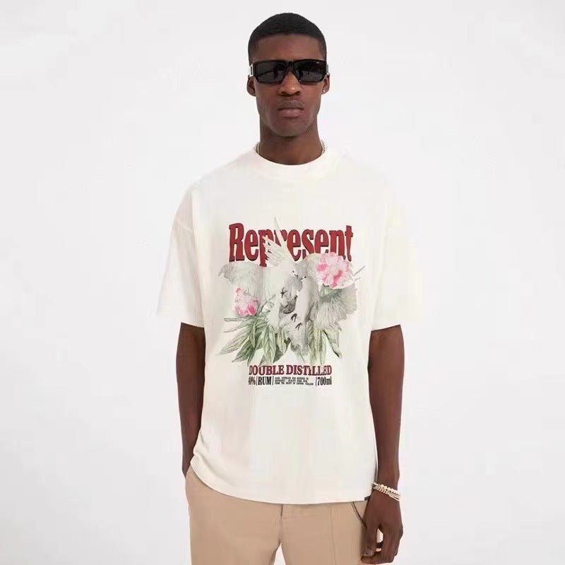 Vintage Dog Print Oversized T-Shirt for Couples