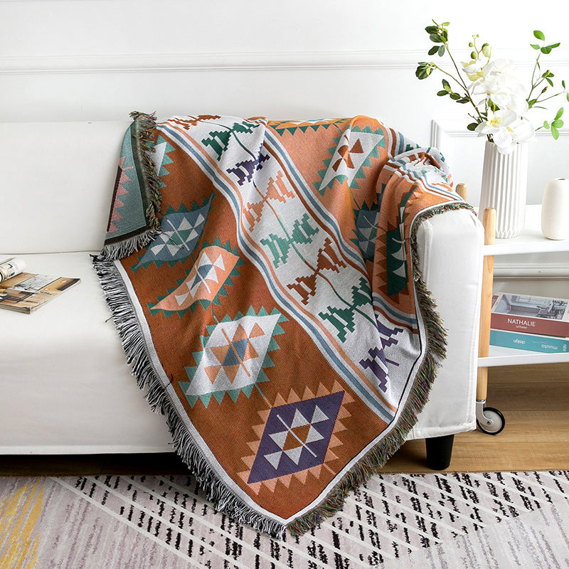 Dulcis Thick Cotton Sofa Blanket with West Pattern