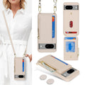 Cavor for Google Pixel 8 Case Wallet,Phone Case for Pixel 8 Crossbody Case with Strap,Pixel 8 Wallet Case for Women,Leather Zipper Pocket Card Holder Case-Cream