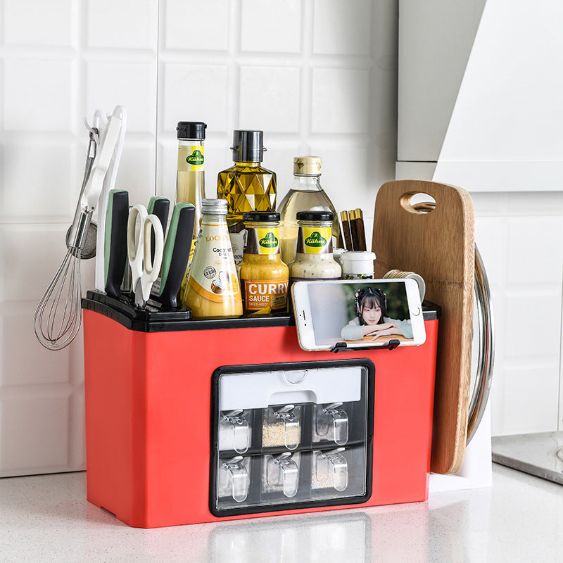 Multifunctional Plastic Kitchen Shelf and Knife Rack