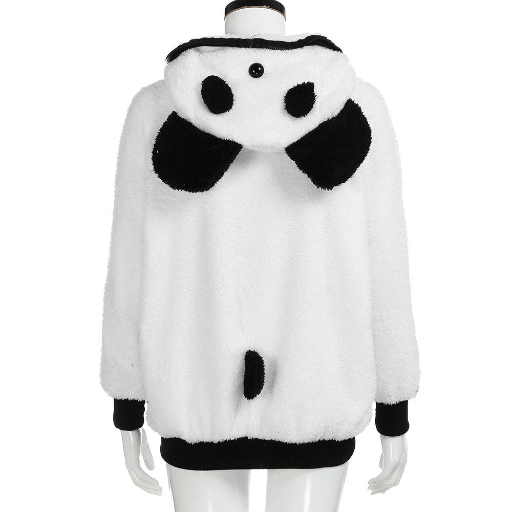 Cute Plush Panda Hoodie and Zipper Jacket