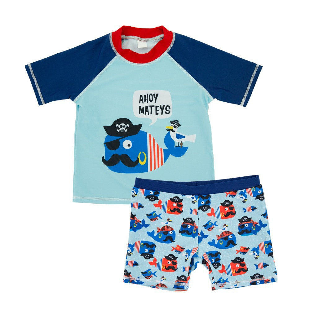 Boys' Cartoon Sun Protection One-Piece Swimsuit