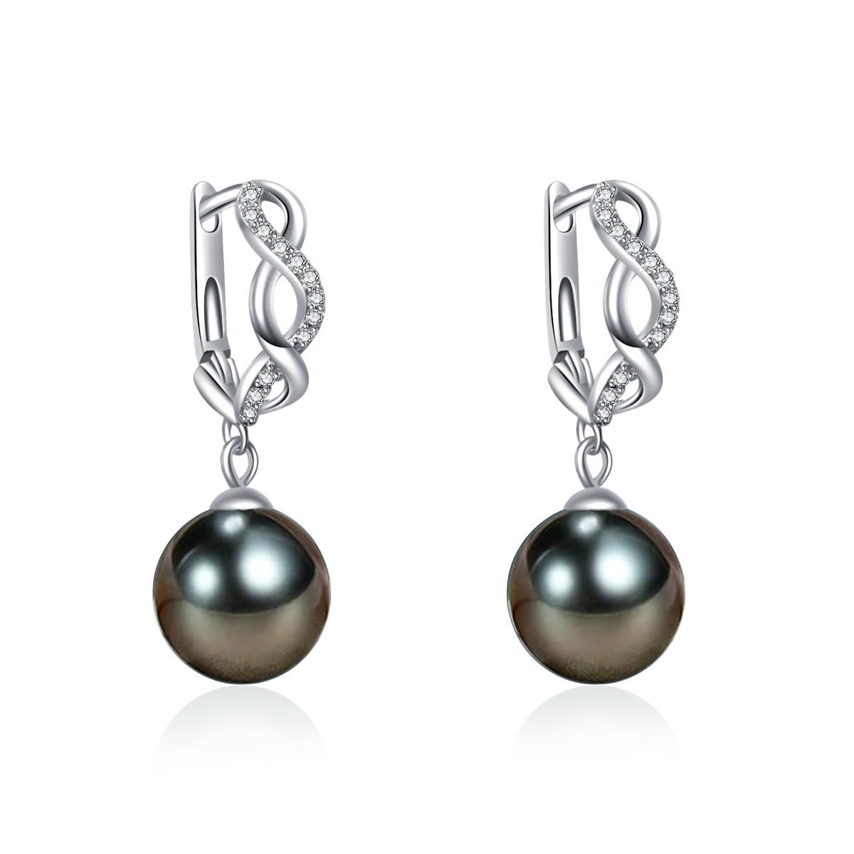 NONNYL Mothers Day gifts for mom women Wife gifts Anniversary Tahitian Black Pearls EarringBirthday day gifts Christmas day gifts Valentines Day gifts for her fine Jewelry Gifts for women wife