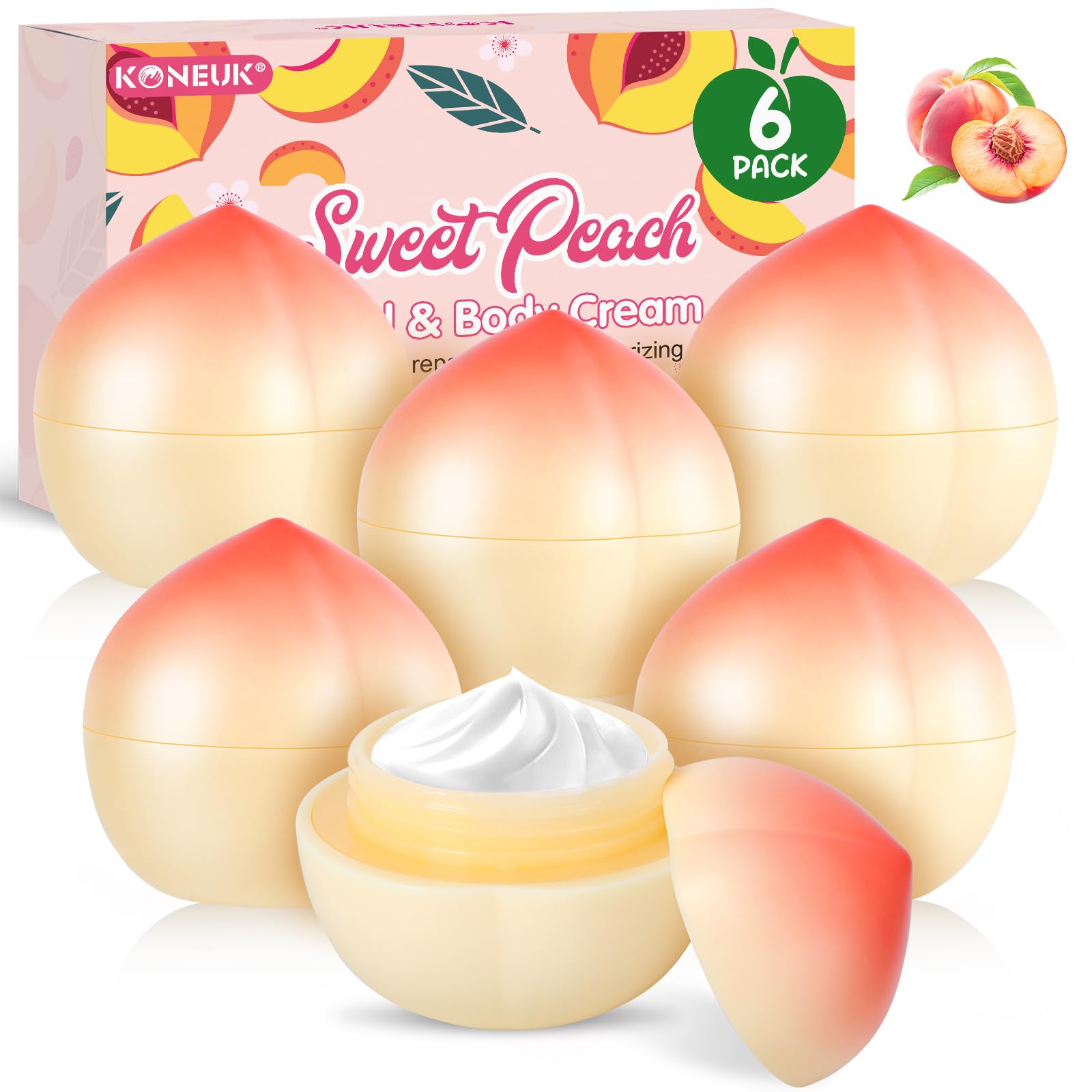 6 Pack Moisturizing Hand Cream Set Valentines Day Gifts for Her Mothers Day Gifts for Mom Bulk Hand Lotion for Dry Cracked Hands Teacher Appreciation Gifts and Nurses Week Gifts 1.06 Oz (Peach)
