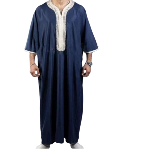 Robe longue musulmane noire élégante pour hommes