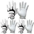 FINGER TEN Golf Gloves Men Right Left Handed Golfer 3/6 Pack Mens Golf Glove Left Right Hand Soft Cabretta Leather All Weather Grip Size S M ML L XL (White-3 Pack X-Large Left)