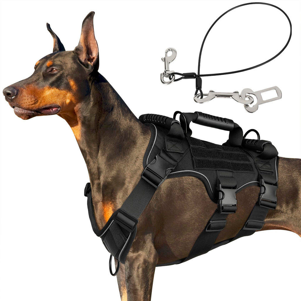 Tactical Dog Harness for Large Dogs Heavy Duty Dog Harness with Handle Heavy Duty No Pull Dog Harness with Handle Adjustable Military Dog Vest Harness for Training Hunting Walking. (Black M)