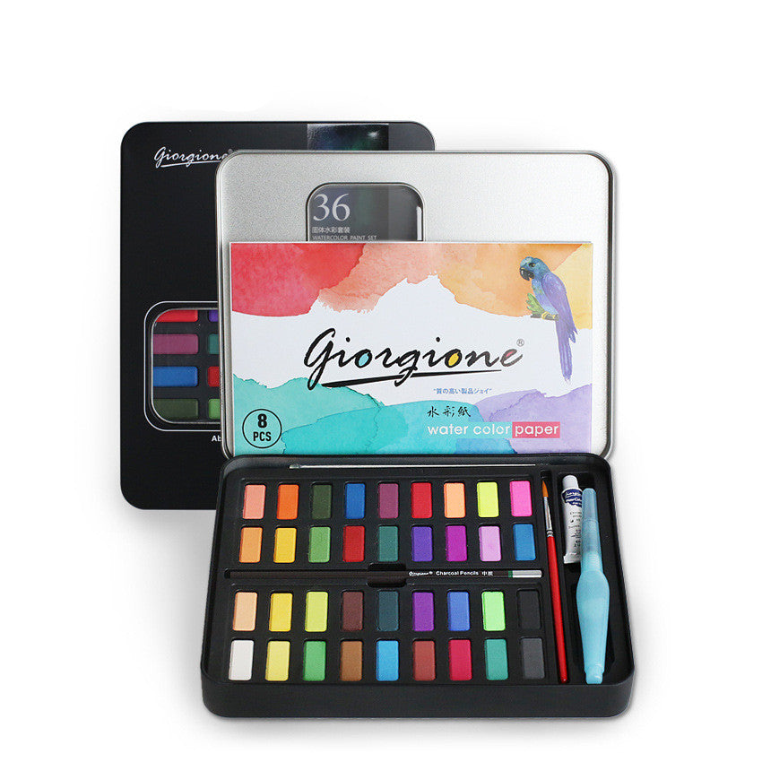 Ensemble complet de 36/48 couleurs d'aquarelles et accessoires