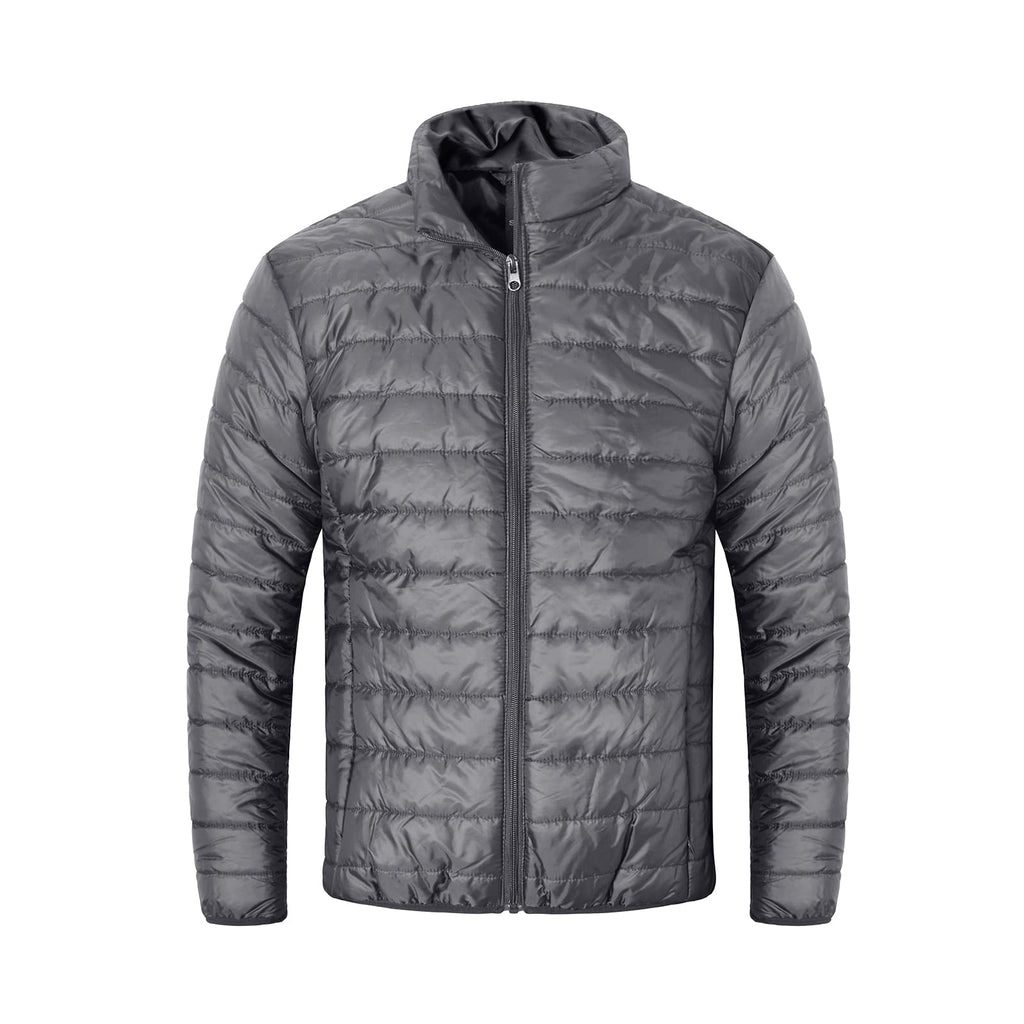 Gleemyth Mens Packable Puffer Jacket Lightweight Winter Jacket Water Resistant Winter Coat Grey XXL