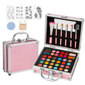 Anpro All-In-One Makeup Carry Case with Pro Teen Makeup Set Full Starter Cosmetics Kit with Makeup Brushes Eye Shadows Palette Blushes Glitter Gel Temporary Tattoo Stickers - Pink
