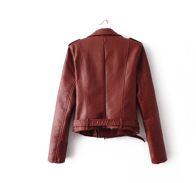 2020 Women's Slim Fit Leather Jacket with Zipper