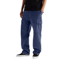 Pantalon Cargo en Velours Côtelé pour Homme Pantalon de Randonnée Épais Coupe Classique Souple pour Homme Bleu Marine