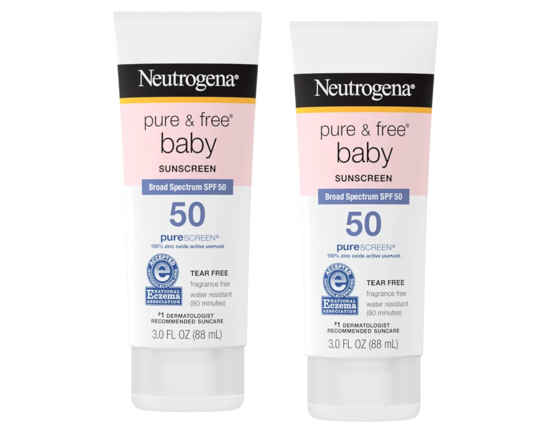 Neutrogena Pure & Baby Mineral Sunscreen Lotion with Broad Spectrum SPF 50 & Zinc Oxide Water-Resistant Hypoallergenic & Tear-Free Baby Sunscreen 3 fl. oz (Pack of 2)