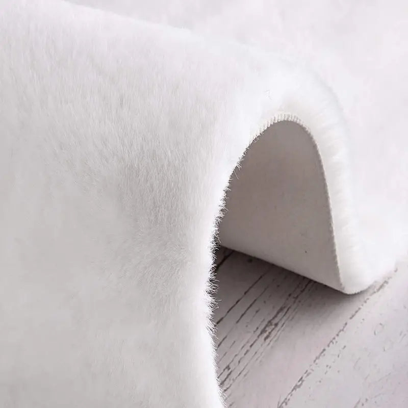1pc Fuzzy Faux Fur Plush Area Rug for Bedroom