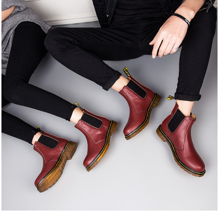 Bottes Martin en cuir de vache à talon épais style automne pour femmes