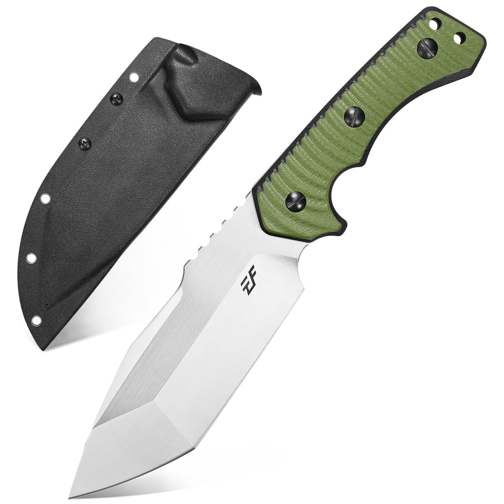 Eafengrow EF142 Fixed Blade Knife 2.2" Width DC53 Steel Blade Two Tone G10 Handle Full Tang Fixed Knifes EDC Straight Knife for Outdoor Adventure Camping Hunting Bushcraft (Silver)