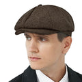 KUJUHA Wool Newsboy Cap for Men Flat Irish Cabbie Ivy Gatsby Newsboy Driving Hat Hunting Cap