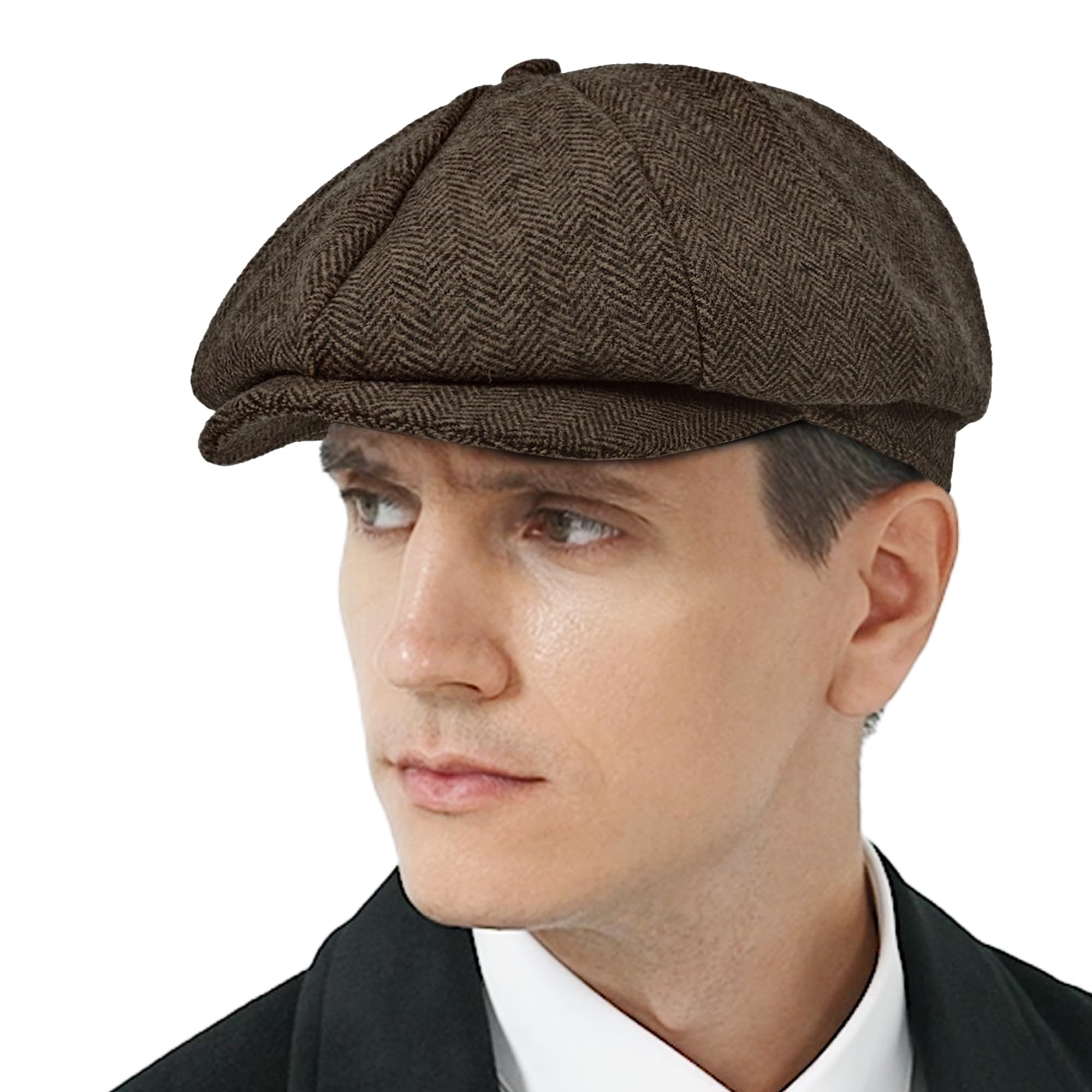 KUJUHA Wool Newsboy Cap for Men Flat Irish Cabbie Ivy Gatsby Newsboy Driving Hat Hunting Cap