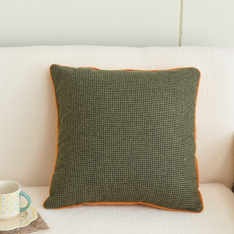 Orange Plaid Cotton and Linen Cushion Pillow Cover
